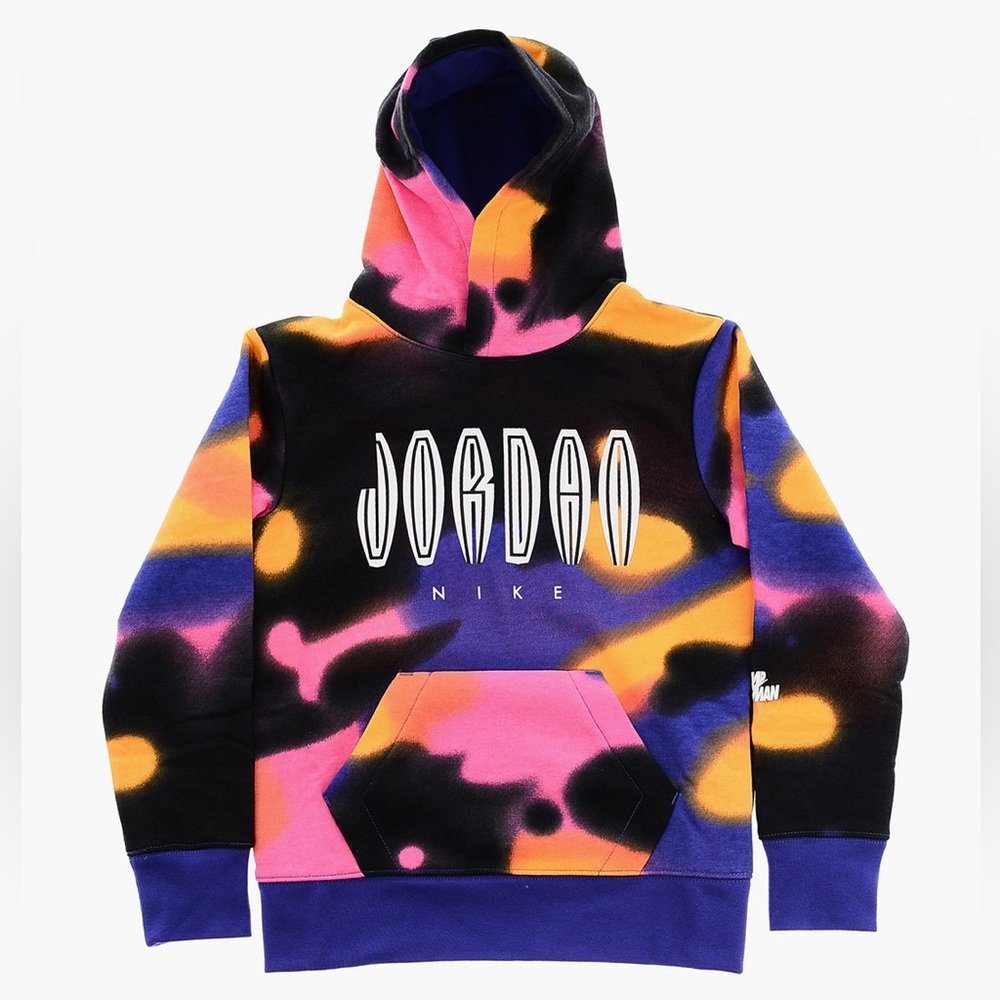 Nike Air Jordan Painting Effect Hooded Long Sleeve Sweatshirt Boys Size 7